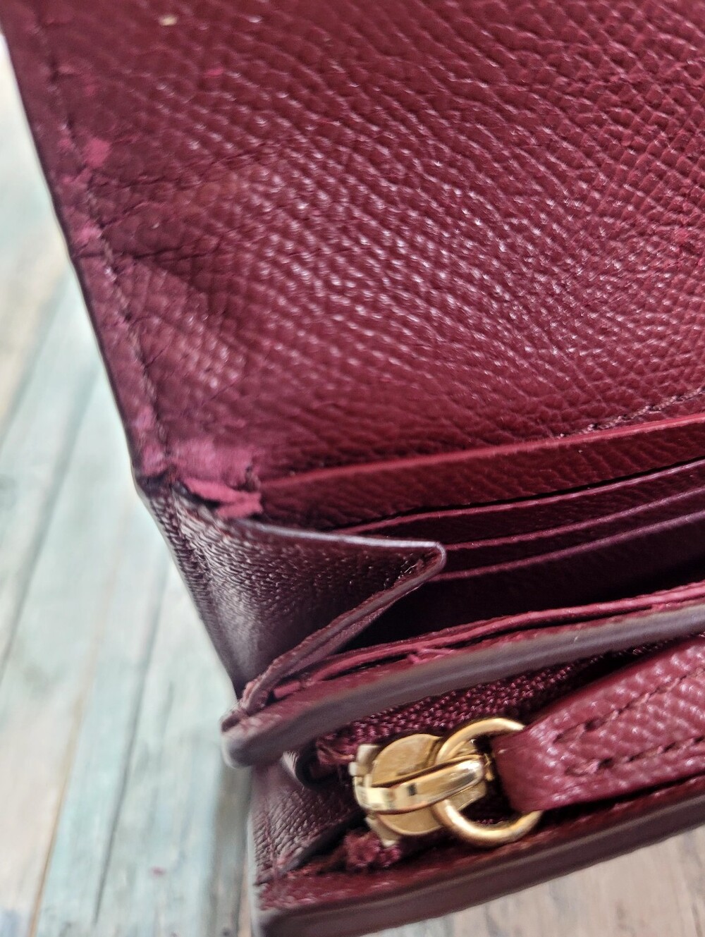 COACH Burgundy Leather Continental Wallet - Picture 9 of 10